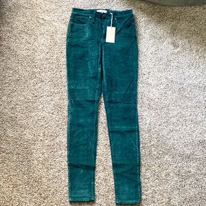 Madewell NWT velvet/suede pants in dark green
